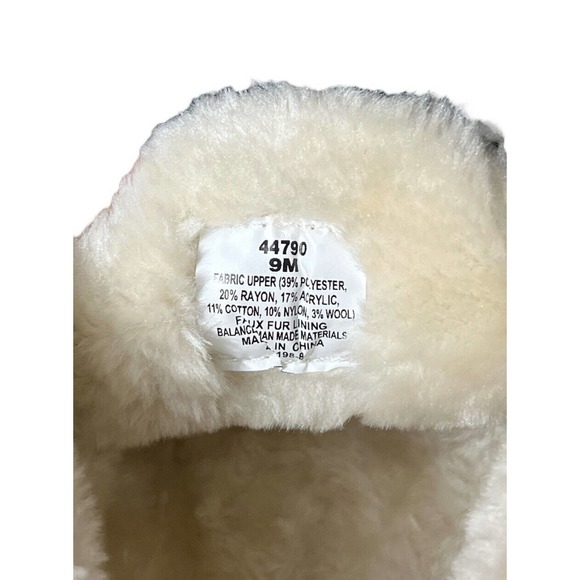 Minnetonka Chrissy Slip On Black Plaid Bootie Slippers Shearling Fur Size 9M - Picture 2 of 7